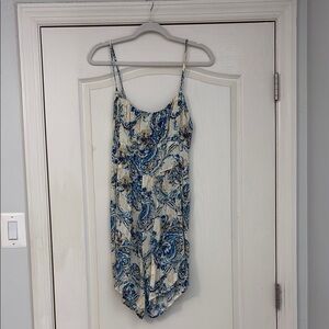 Blue and Cream Paisley Romper
